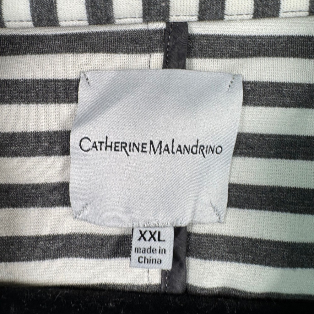 Catherine Malandrino XXL Striped Blazer Jacket Black White One Button Quiet Luxe - Picture 3 of 11